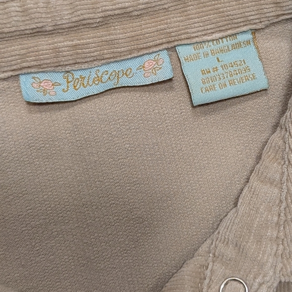 Y2K Corduroy Pearl Snap Tan Button Up Jacket Women's Large Cotton Vintage - Picture 2 of 6